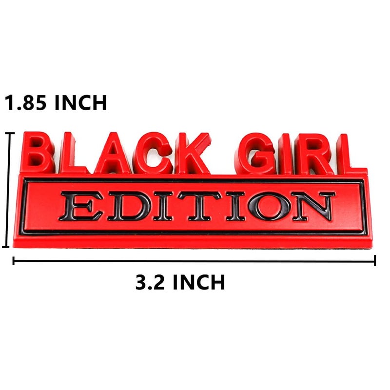 CARRUN 2 Pcs Black Girl Edition Emblem Car Side Rear Front Hood Trunk Door Badge 3D Decal Sticker Fit for Car Truck SUV (Black Girl, Red) - Image 5